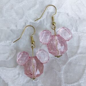 Pink Mickey Bead Earrings – Handmade